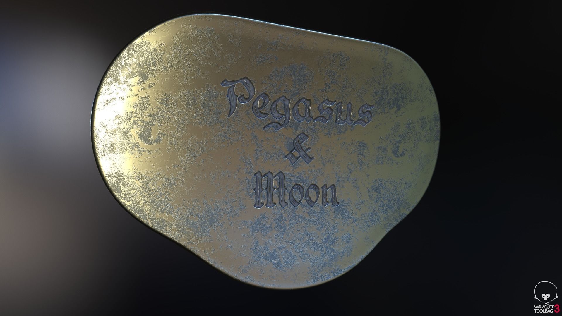 Pegasus silver badge with winged horse Low-poly 3D model_3