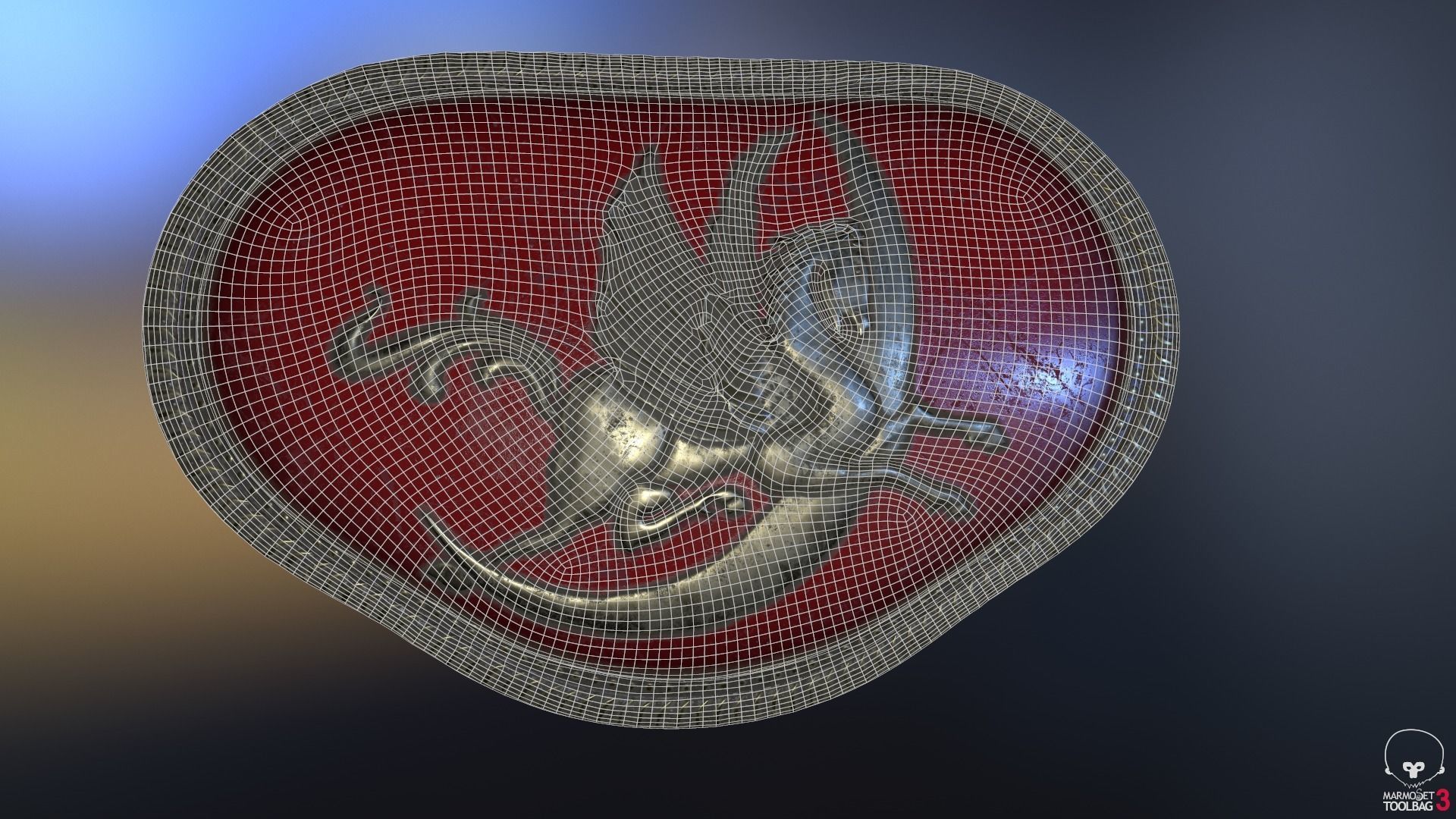 Pegasus silver badge with winged horse Low-poly 3D model_5