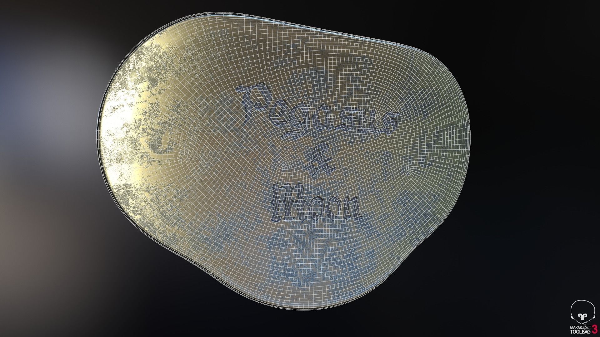 Pegasus silver badge with winged horse Low-poly 3D model_4