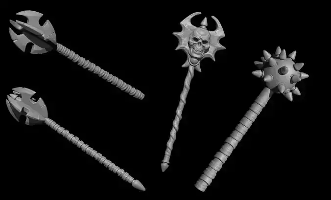 Medieval Weapons Mace pack 3D Print
