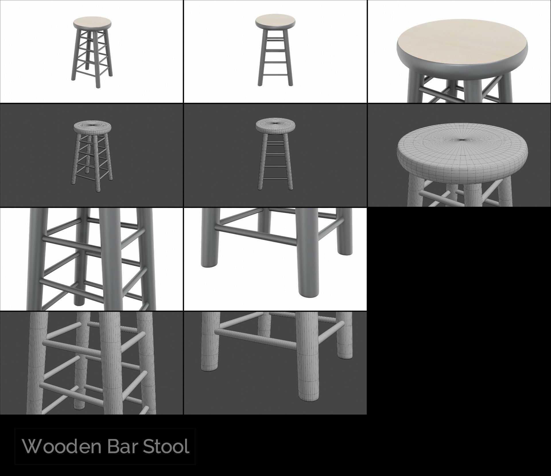 Stool Collection bar leather with studding _22