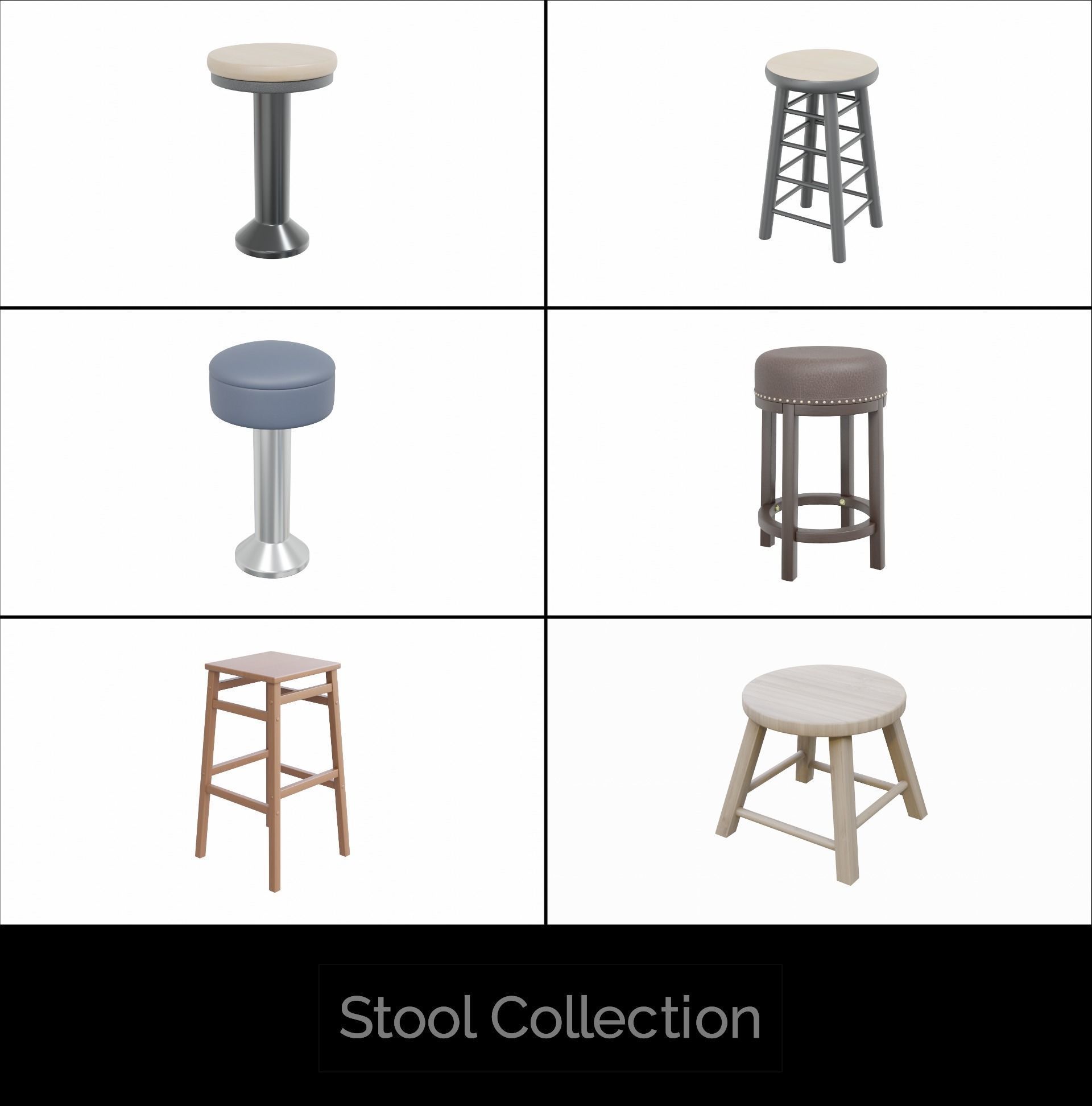 Stool Collection bar leather with studding _12