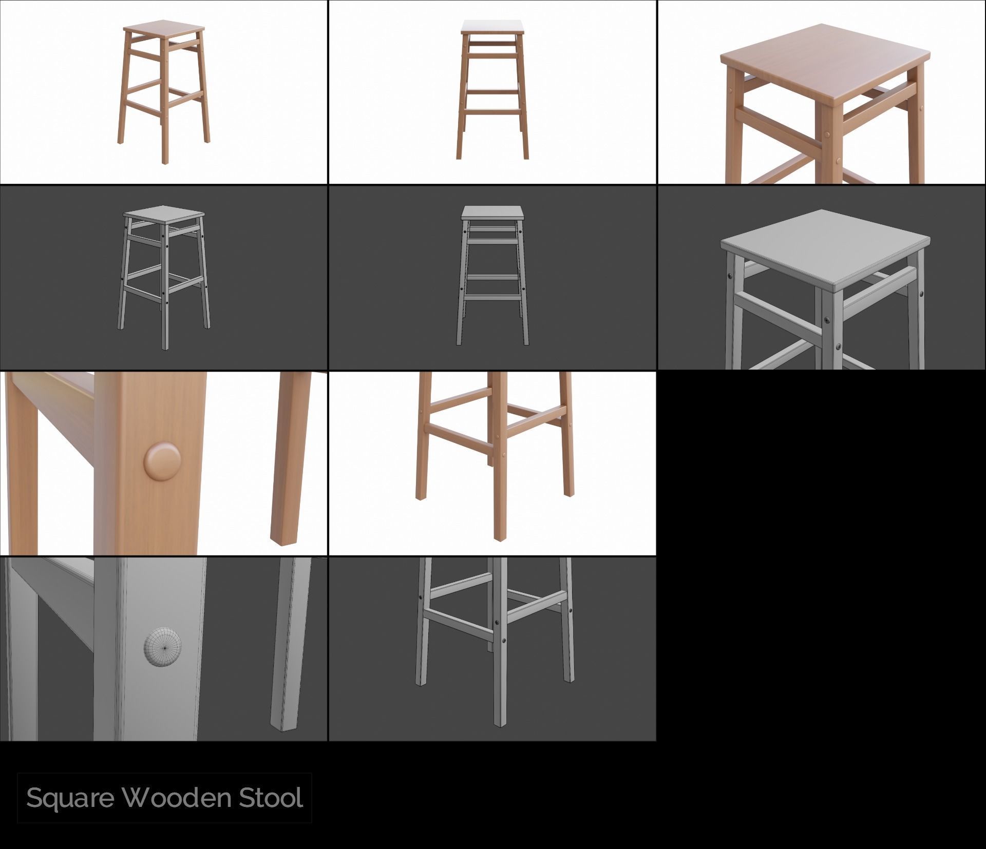 Stool Collection bar leather with studding _23