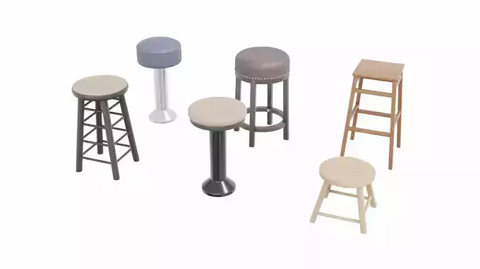 Stool Collection bar leather with studding 