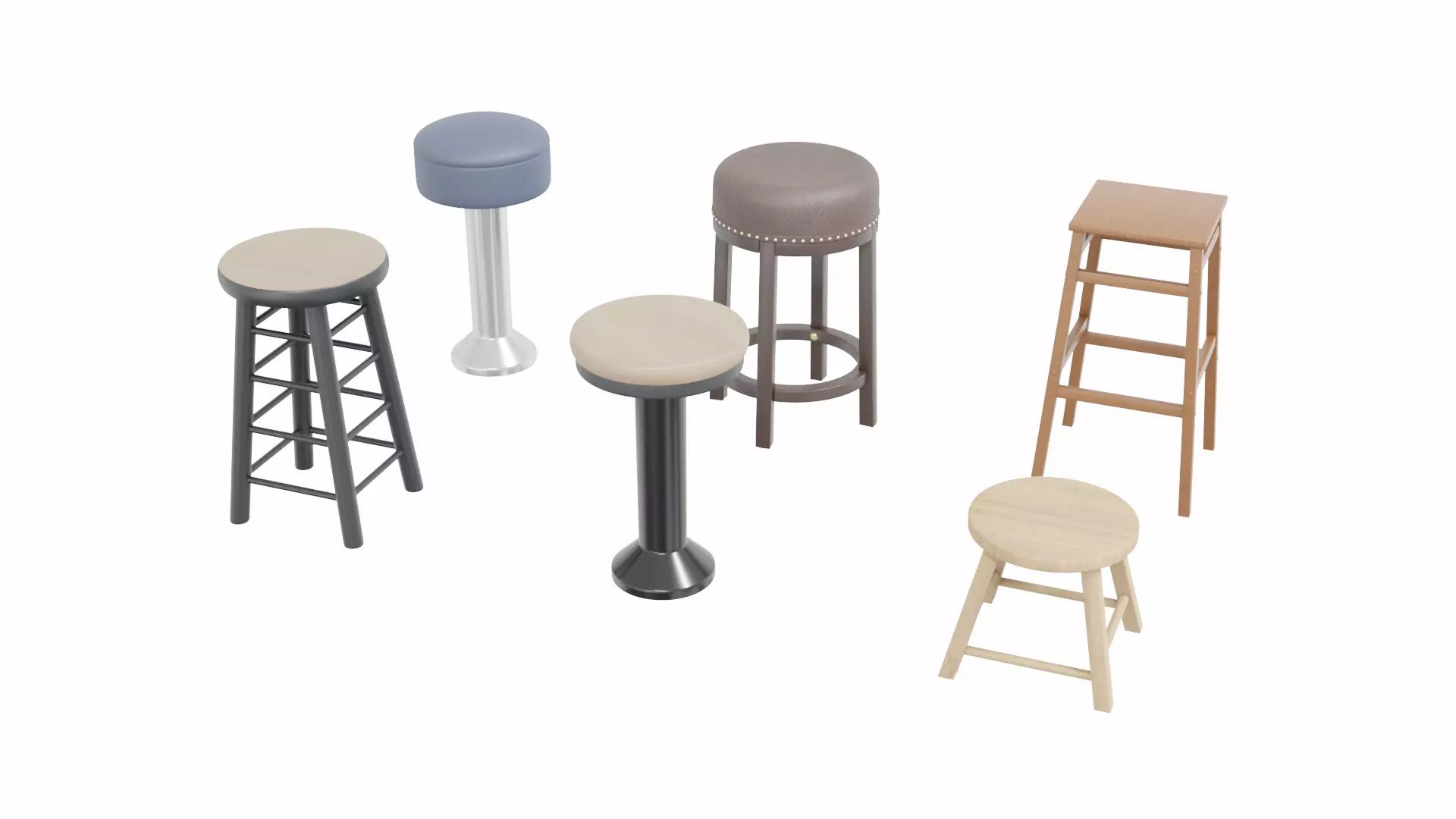 Stool Collection bar leather with studding _0