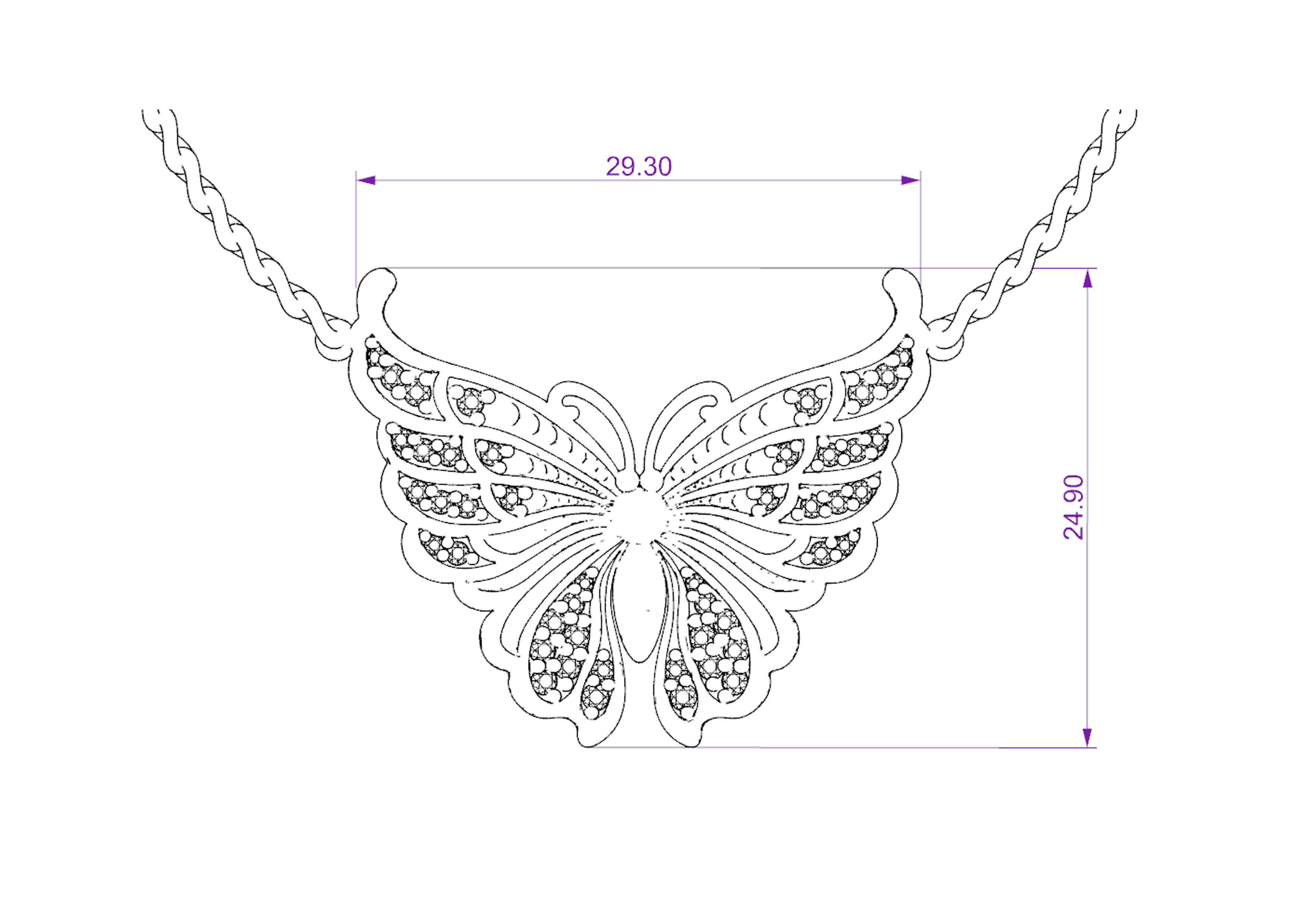 Butterfly pendant 3D print model_4