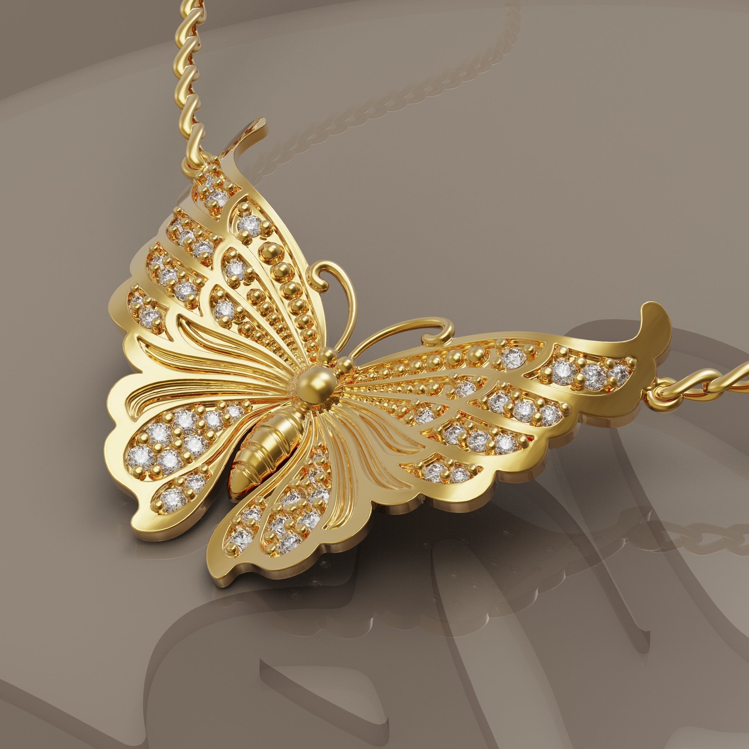 Butterfly pendant 3D print model_2