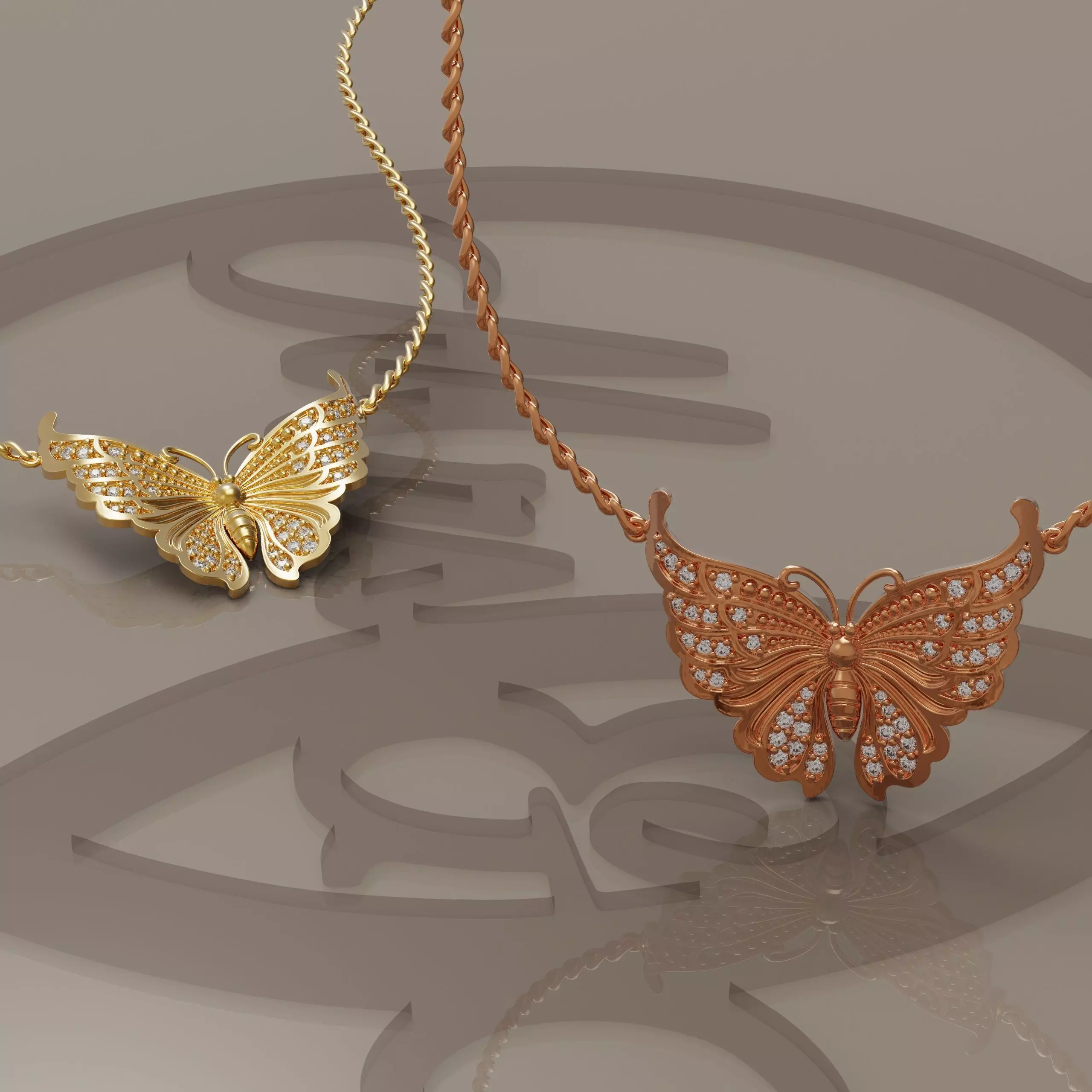 Butterfly pendant 3D print model_0