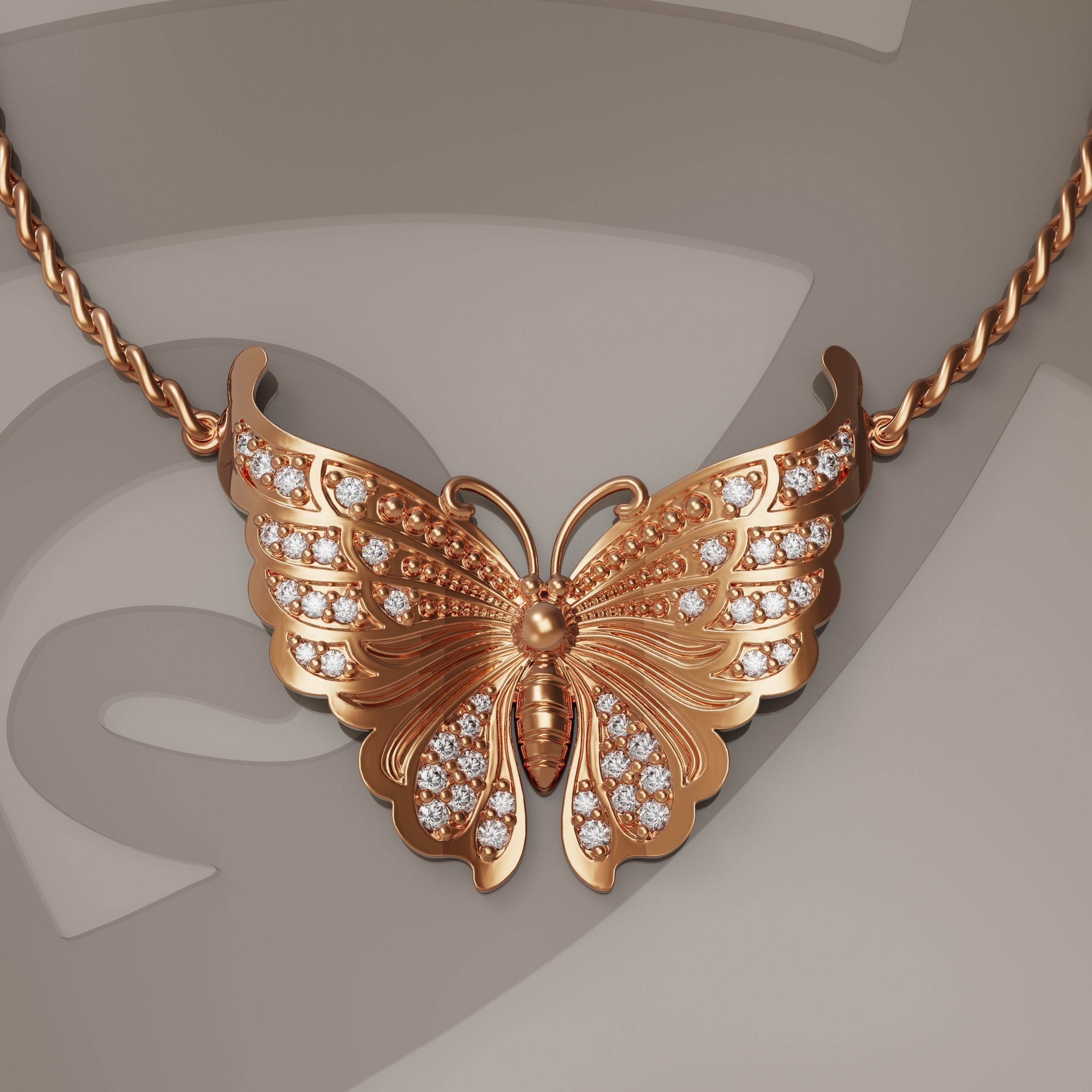 Butterfly pendant 3D print model_1
