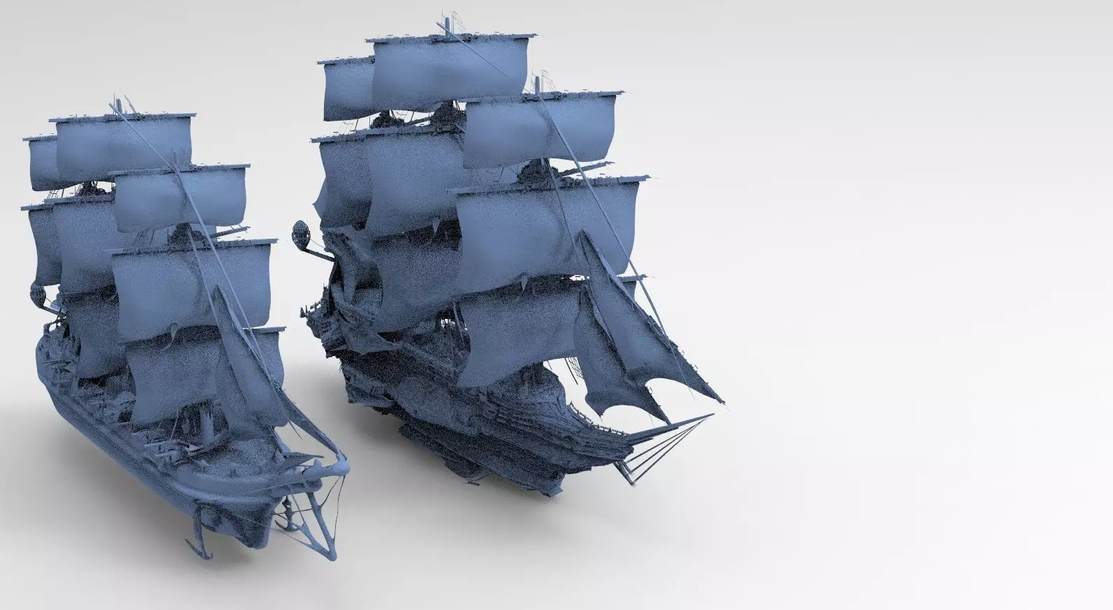 Manowar Fantasy Ship with Frigate Ship 3D model