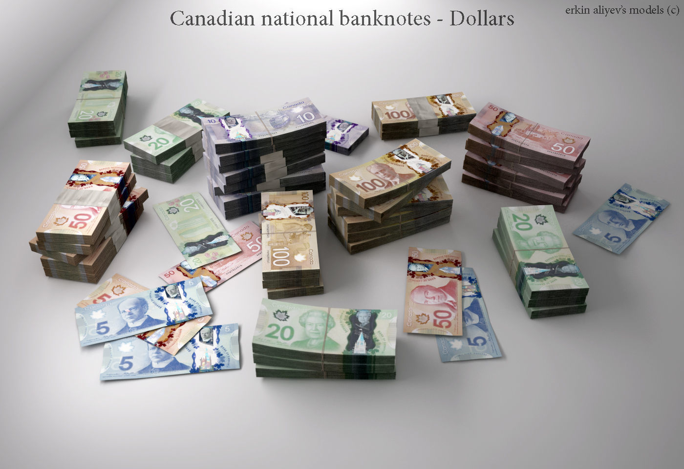 Canadian-Dollars canadian national banknote 3D model_2