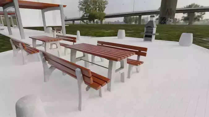 Street Furniture - Set - Bench - Table - Grill - Pole - Pergola