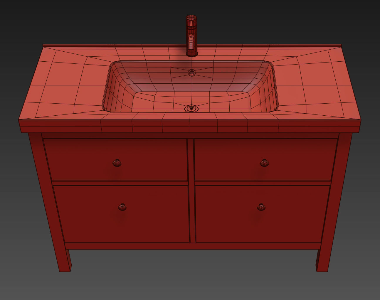 HEMNES ODENSVIK Sink cabinet with 4 drawers 3D model_9