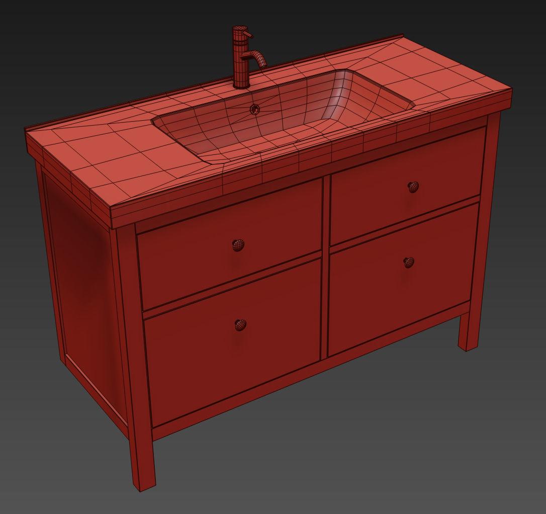 HEMNES ODENSVIK Sink cabinet with 4 drawers 3D model_12