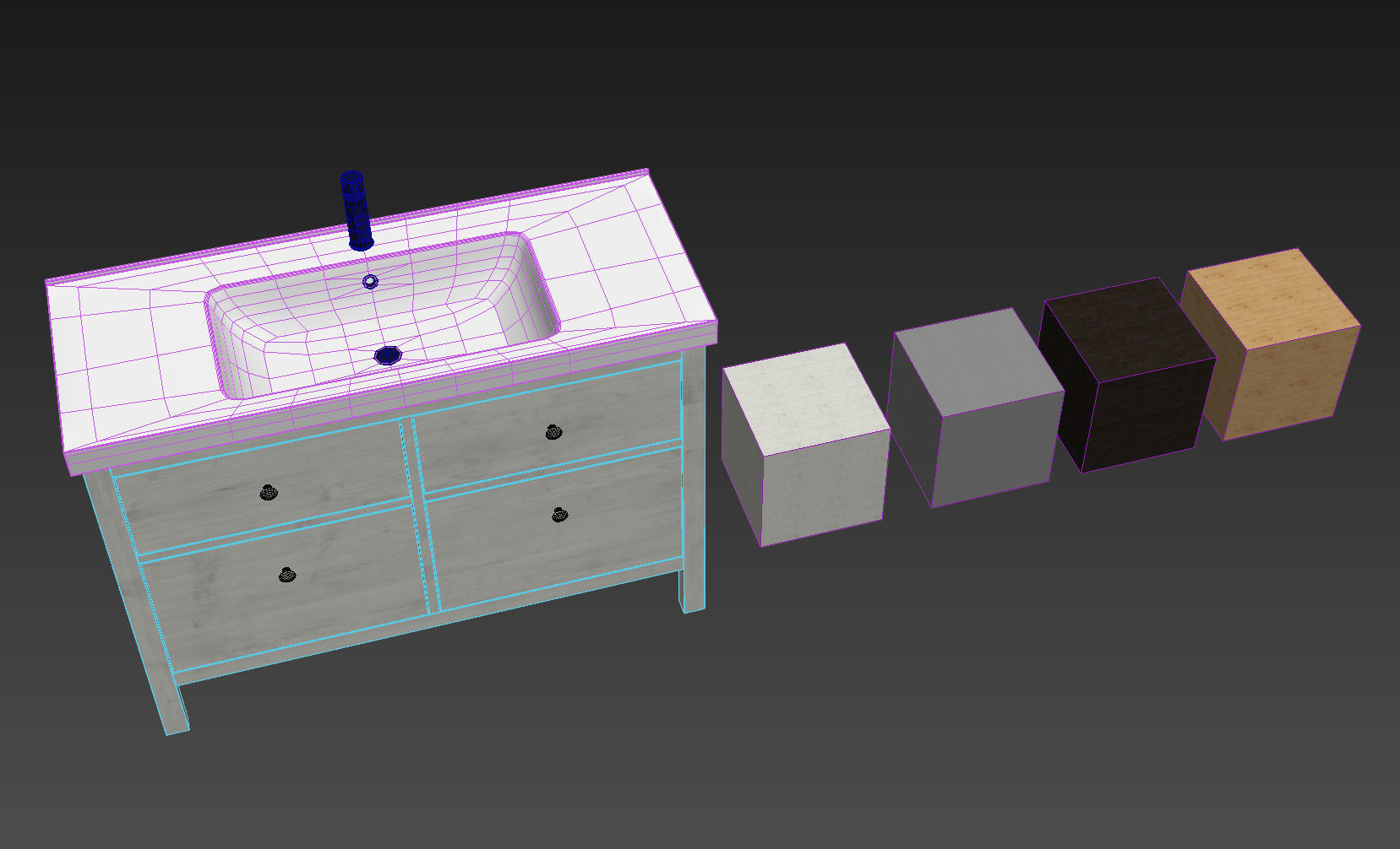 HEMNES ODENSVIK Sink cabinet with 4 drawers 3D model_7