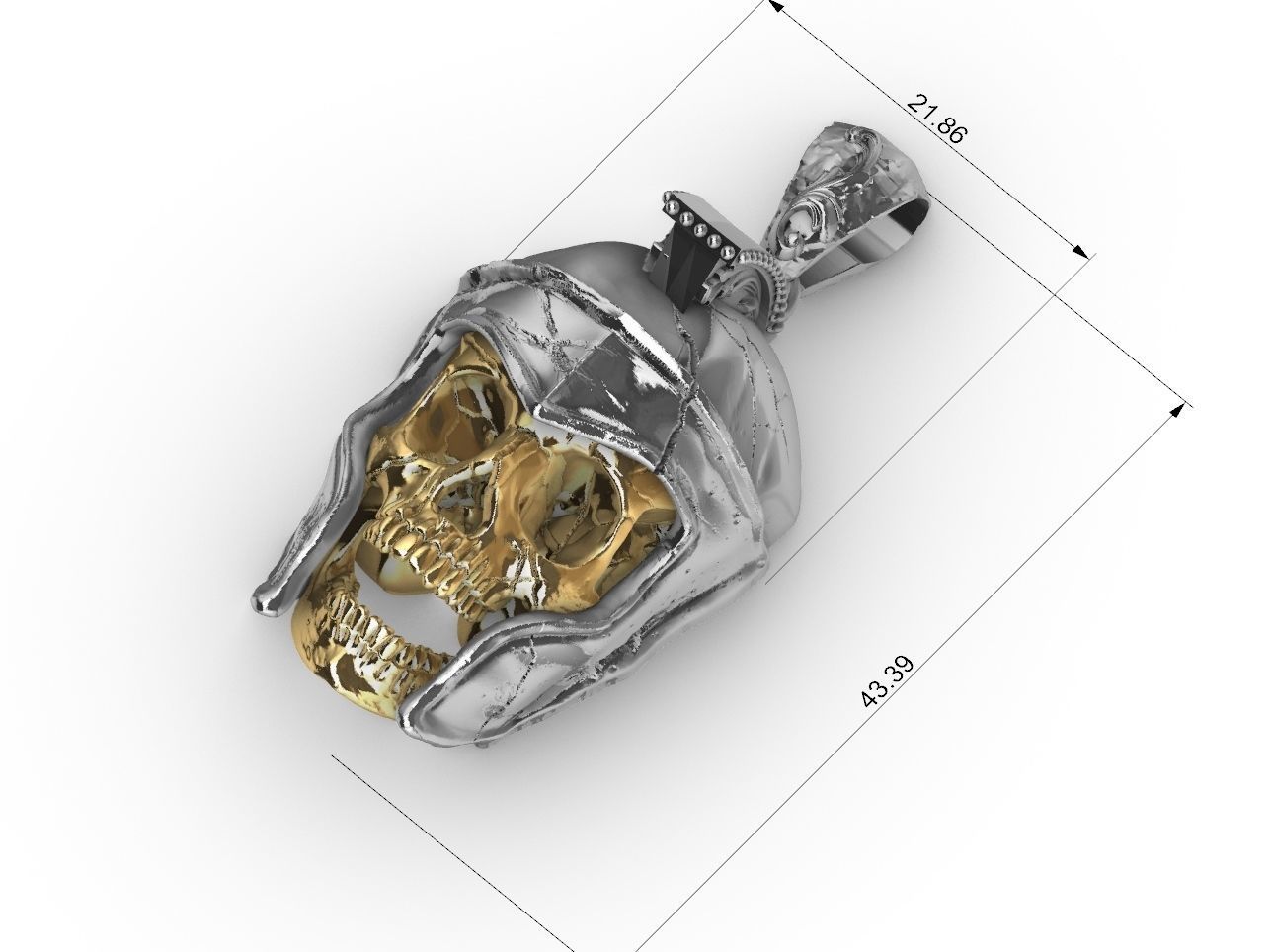 skull spartan pendant  3D print model_2