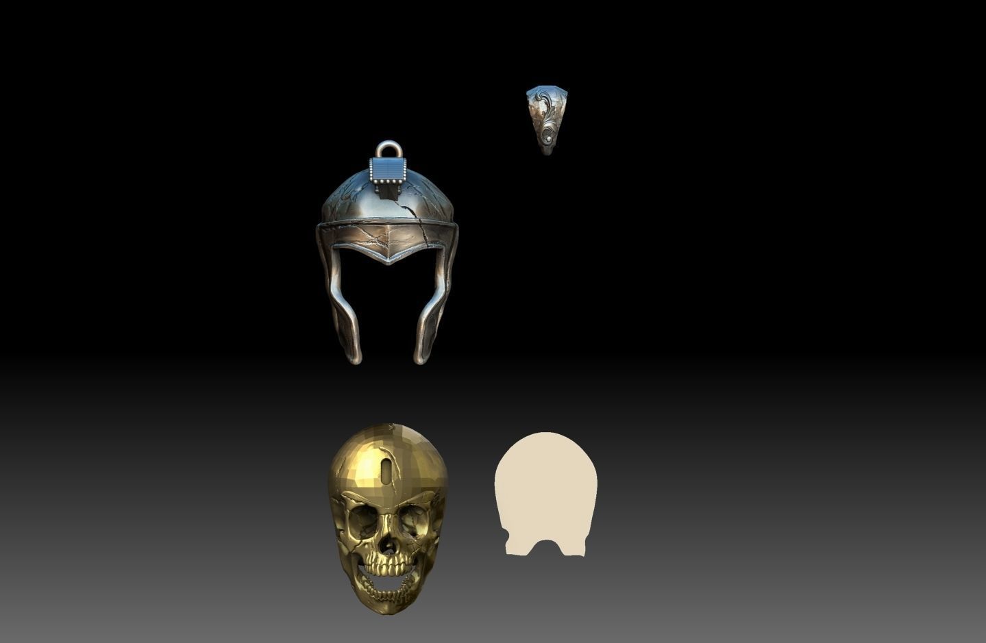 skull spartan pendant  3D print model_12