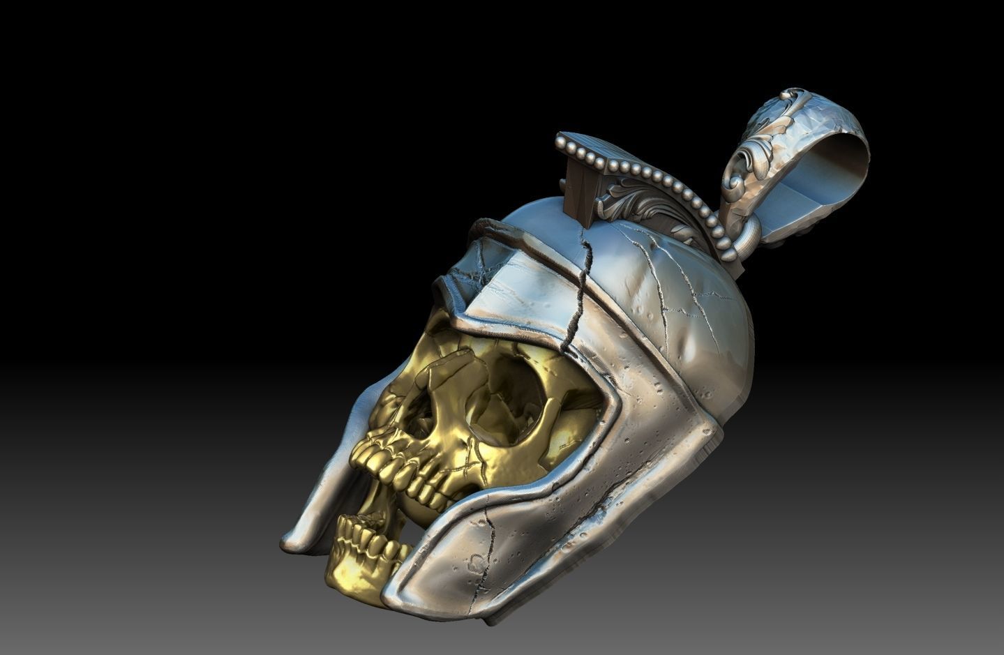 skull spartan pendant  3D print model_16