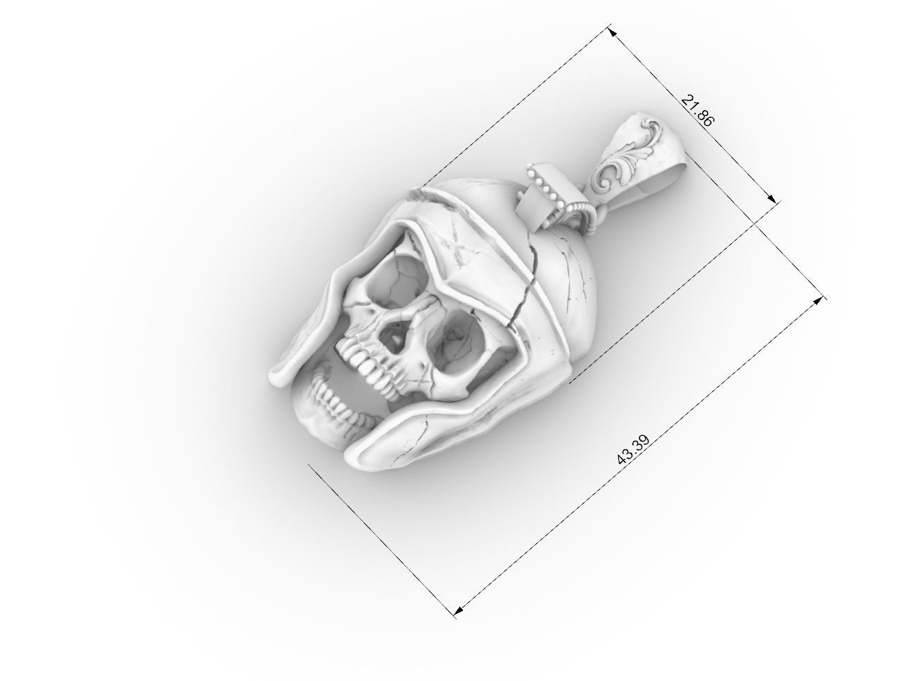skull spartan pendant  3D print model_4