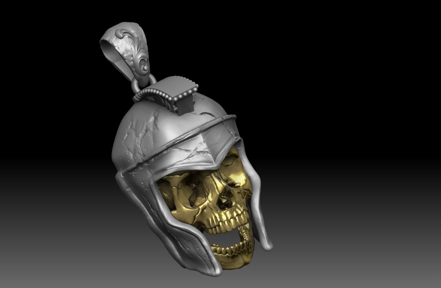 skull spartan pendant  3D print model_11