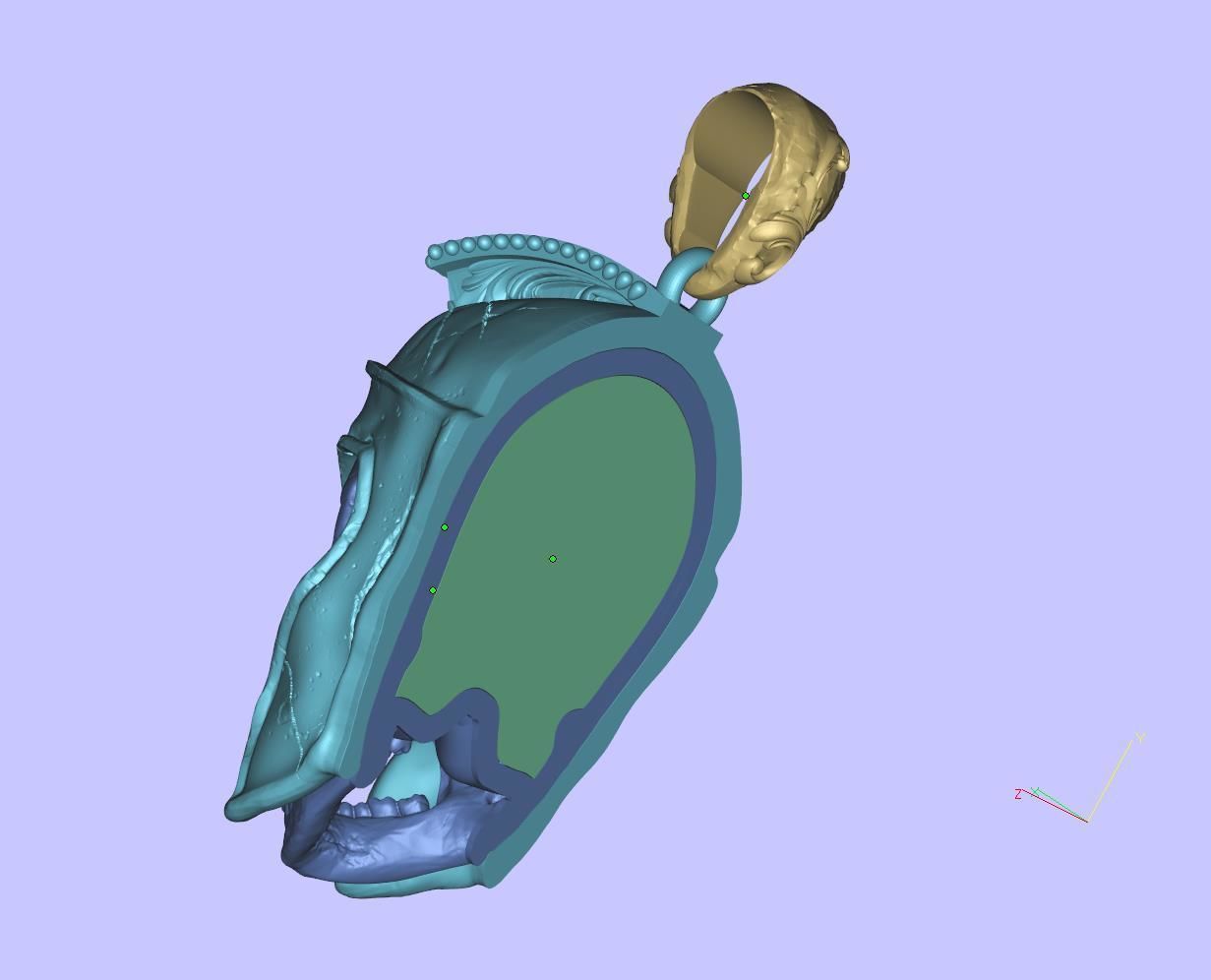 skull spartan pendant  3D print model_3