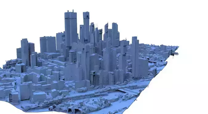 Modern City with Train track 3D model