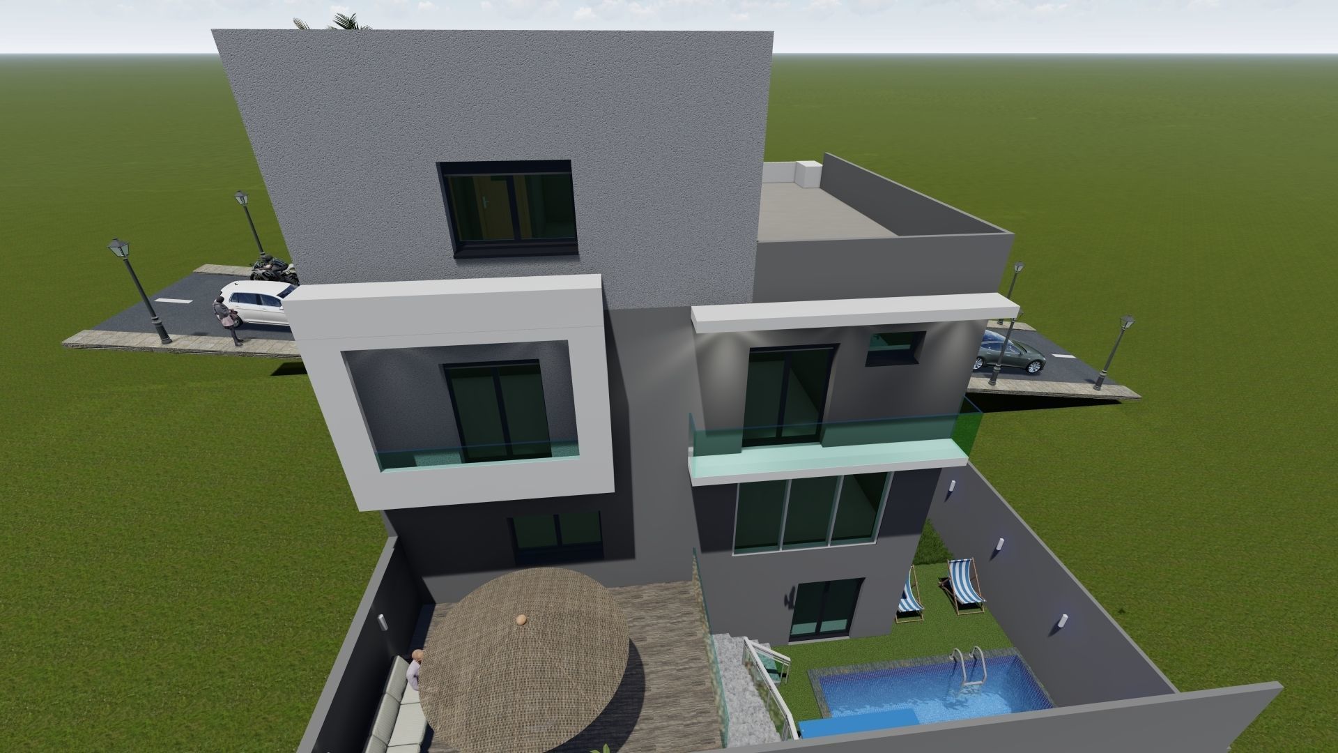Modern house exterior design 3D model_5
