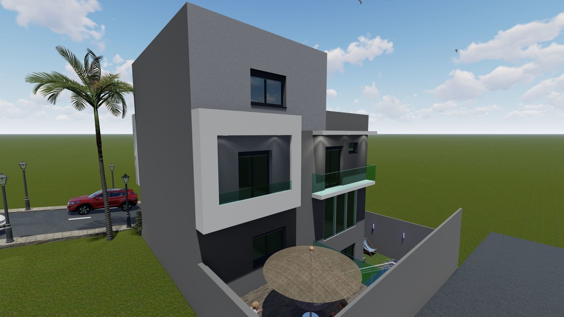 Modern house exterior design 3D model_6