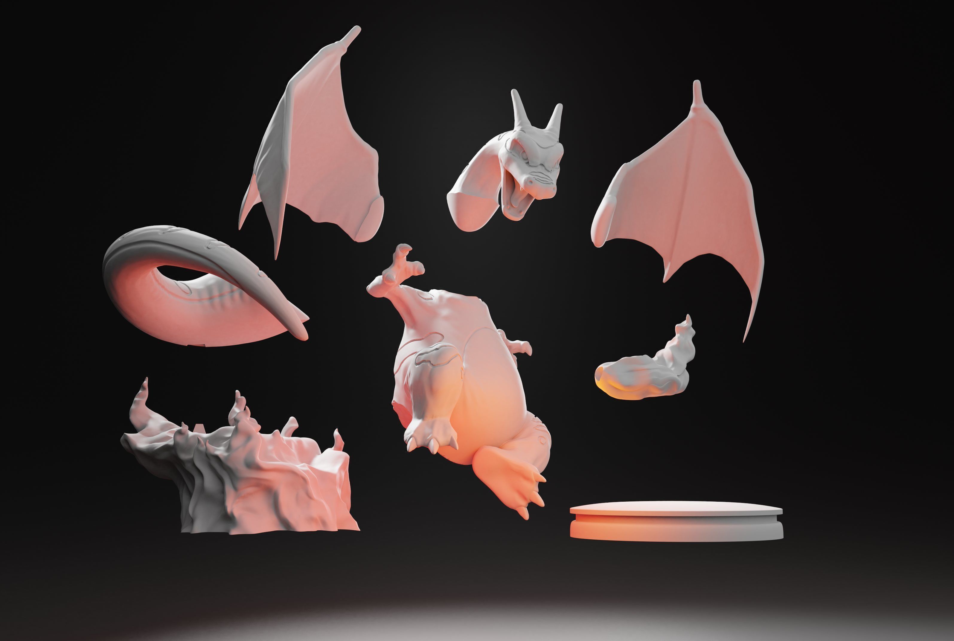 CHARIZARD CLONE - FLAMING POKEMON 3D print model_2