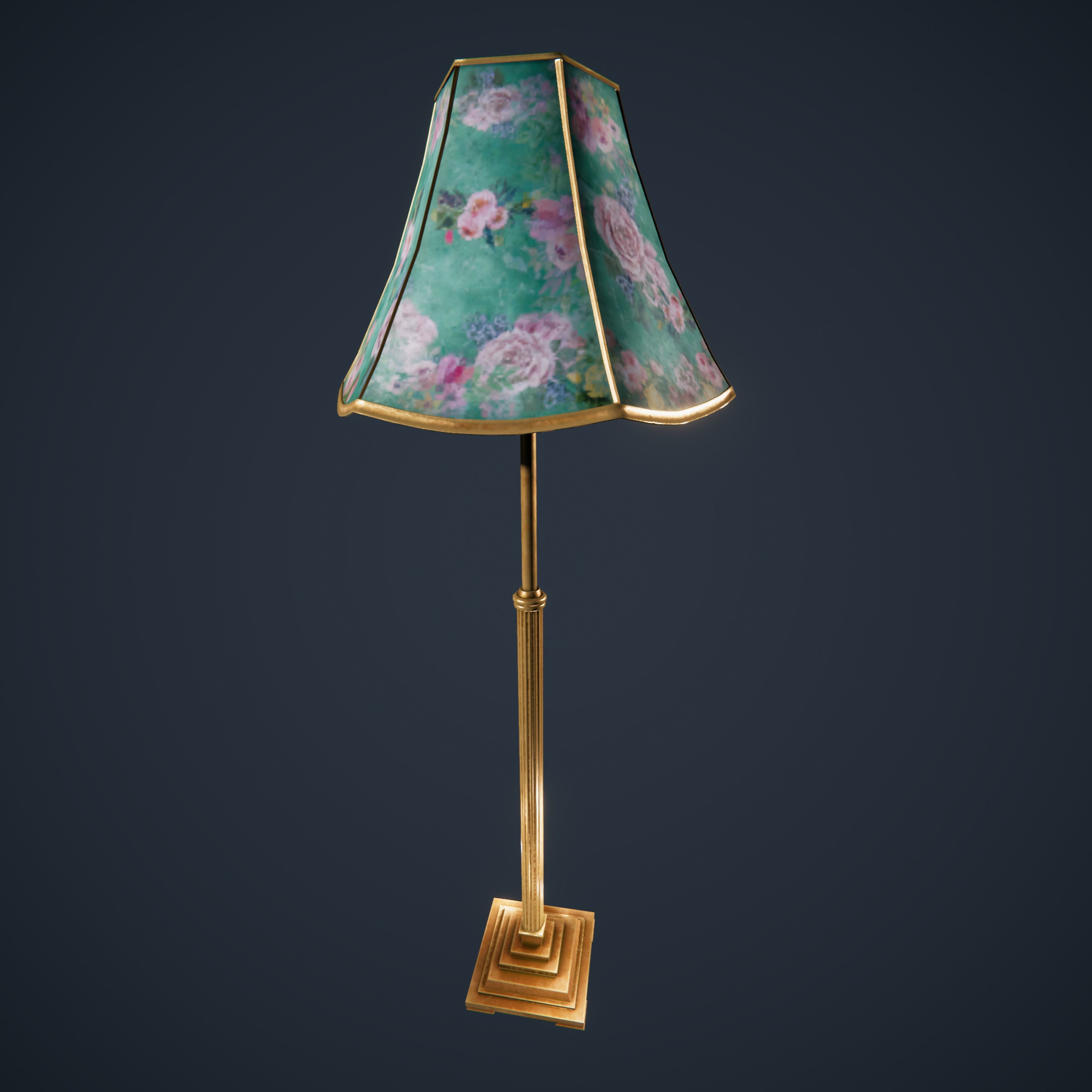 Victorian Standard Lamp  Floor Lamp Low-poly 3D model_4