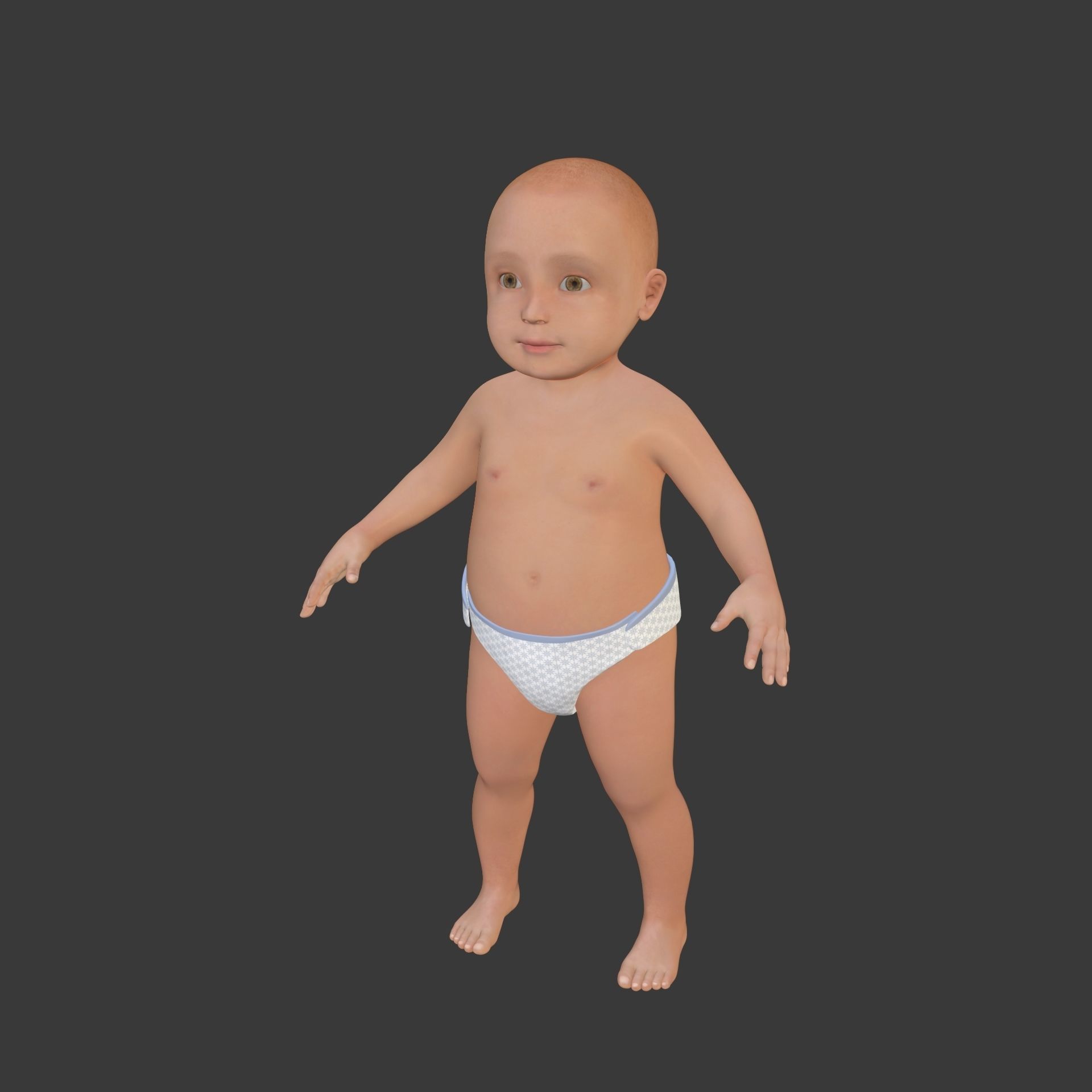Rigged Baby Model Low-poly 3D model_2