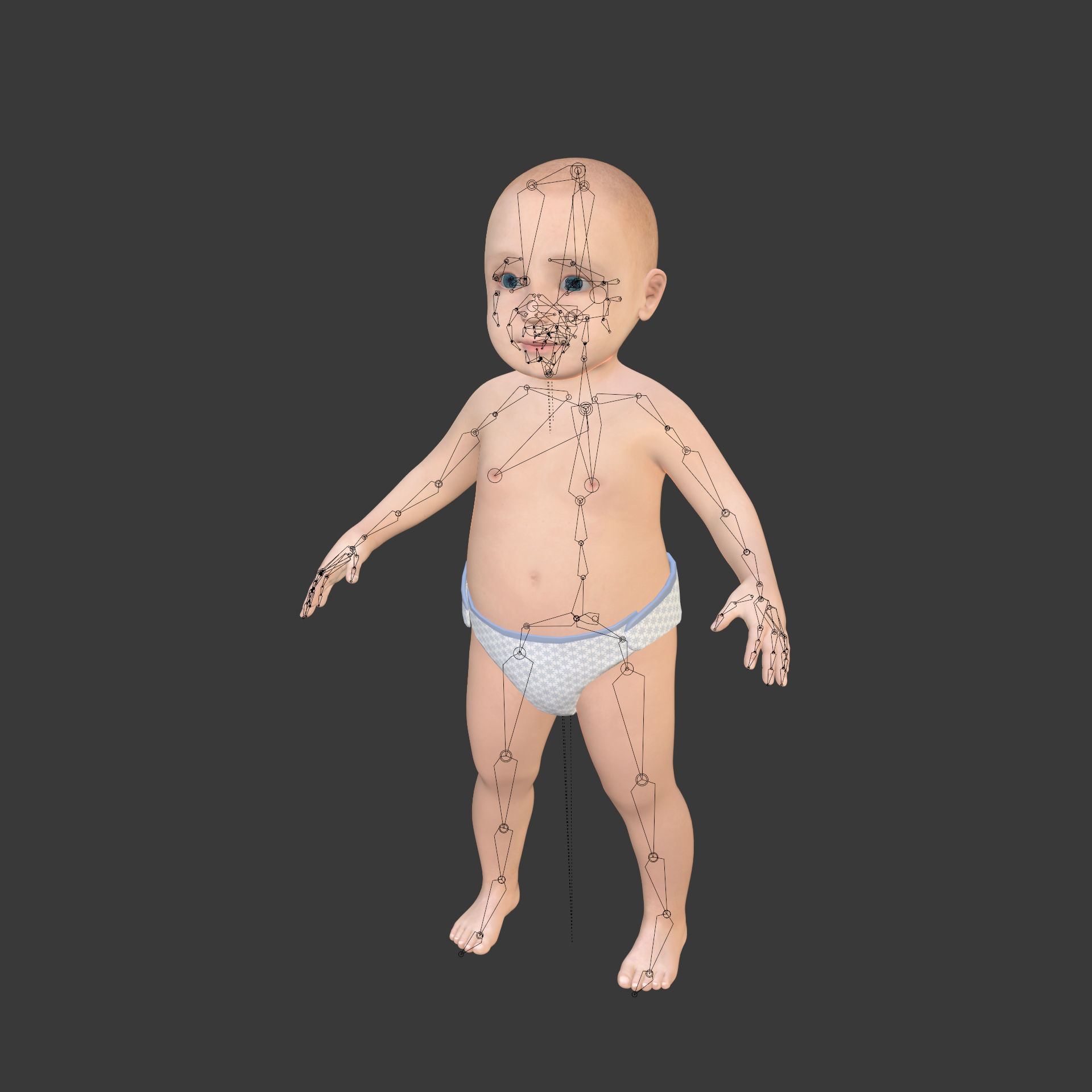 Rigged Baby Model Low-poly 3D model_9
