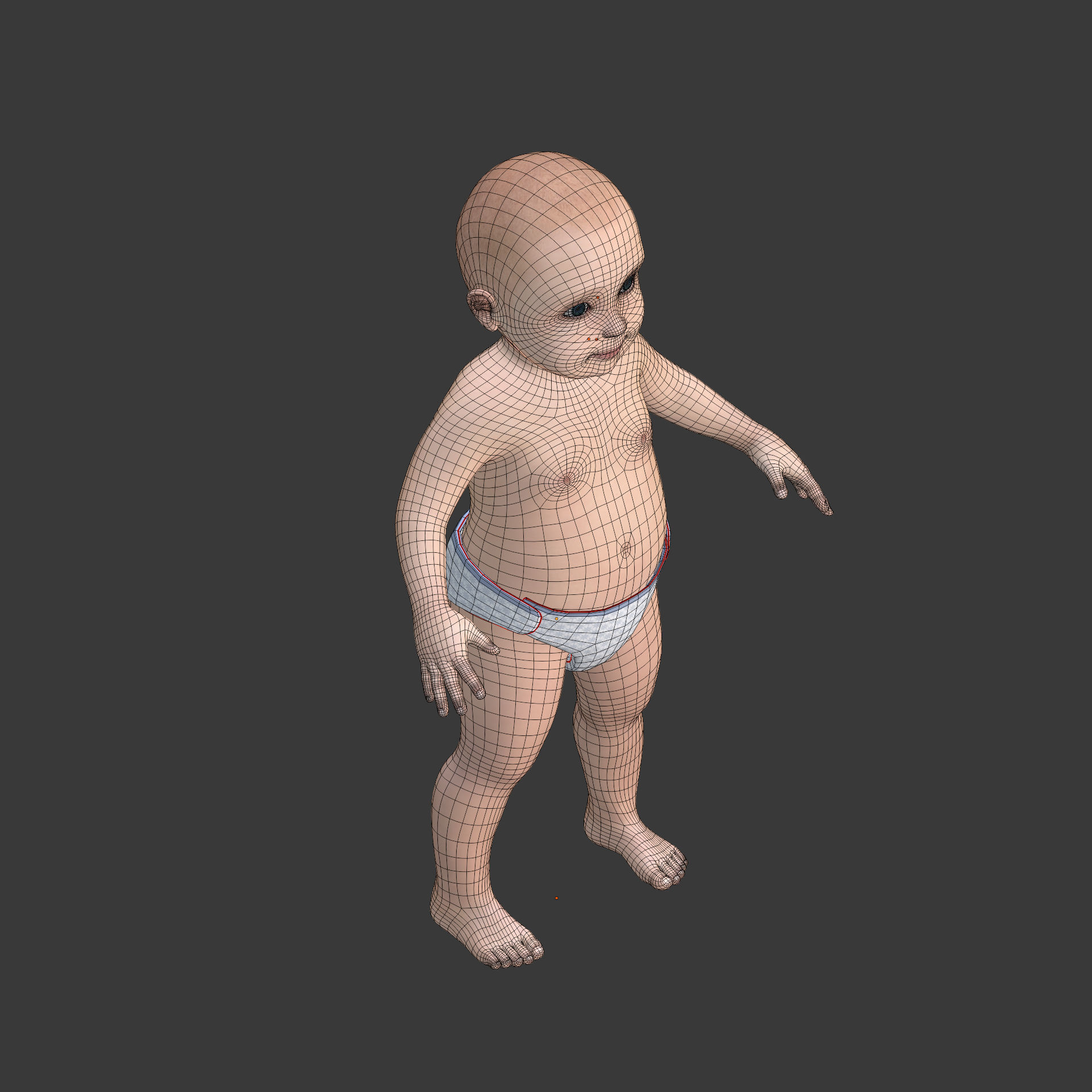 Rigged Baby Model Low-poly 3D model_22