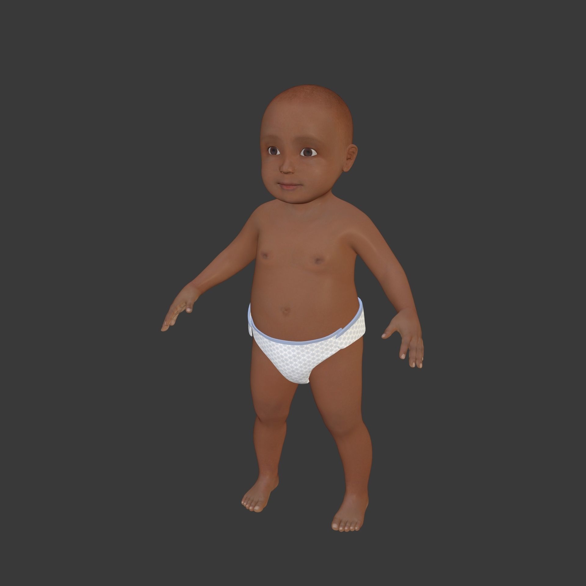 Rigged Baby Model Low-poly 3D model_3