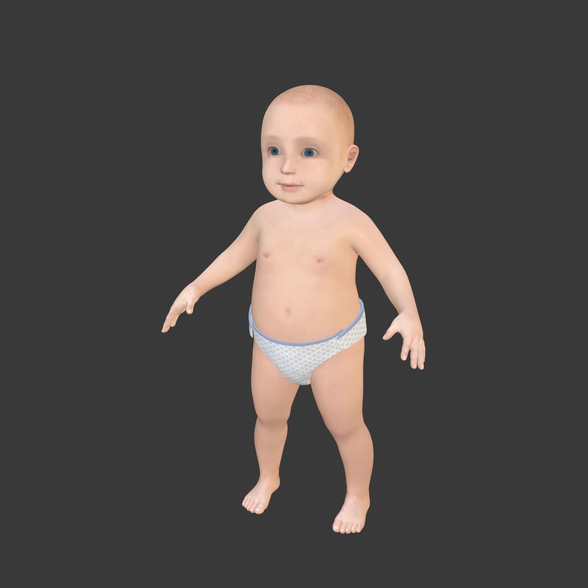 Rigged Baby Model Low-poly 3D model_1