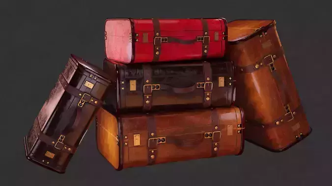 Vintiquewise Vintage Luggage Suitcase Low-poly 3D model