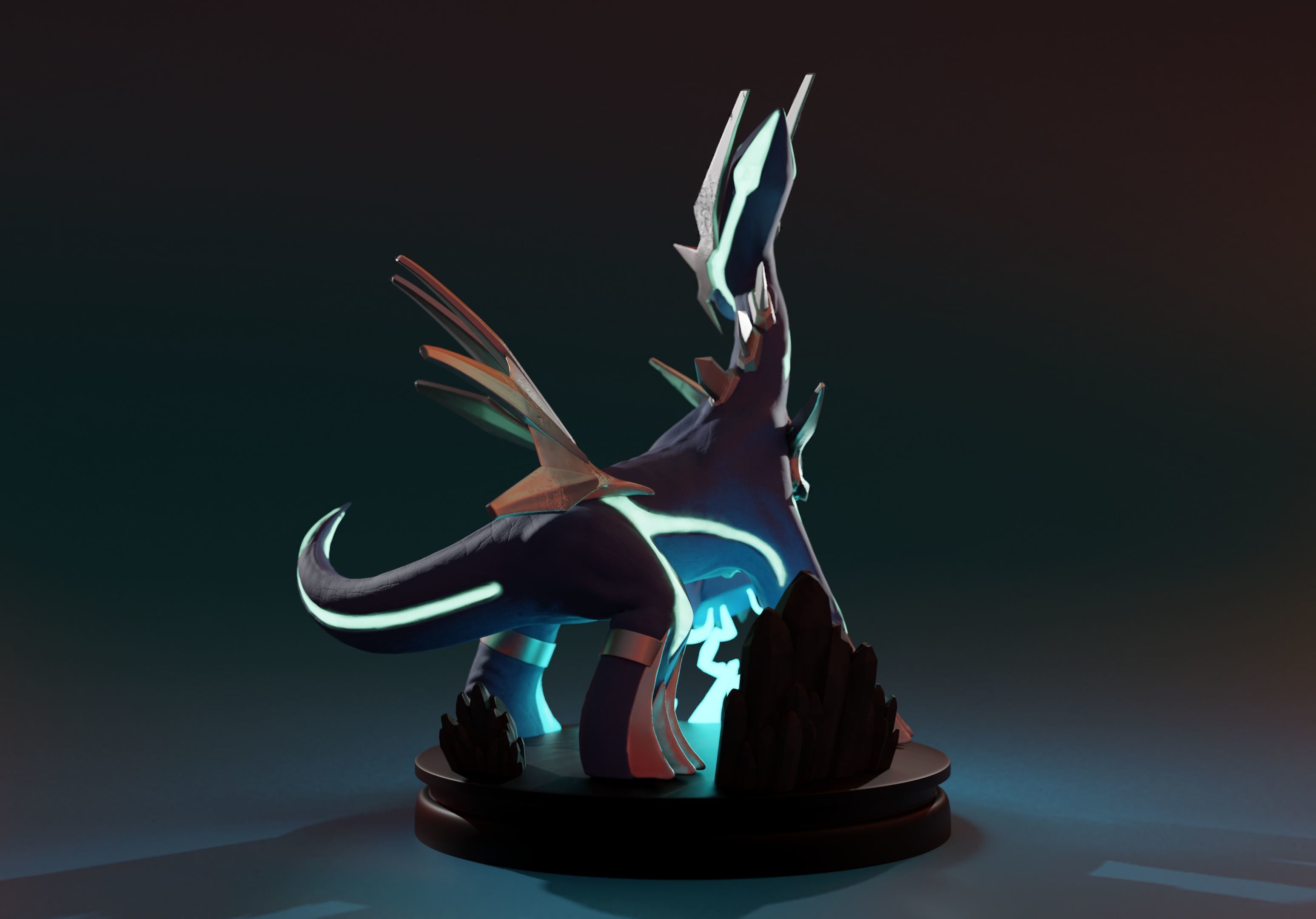 DIALGA - 3D PRINTABLE POKEMON with cuts and as a whole 3D print model_5