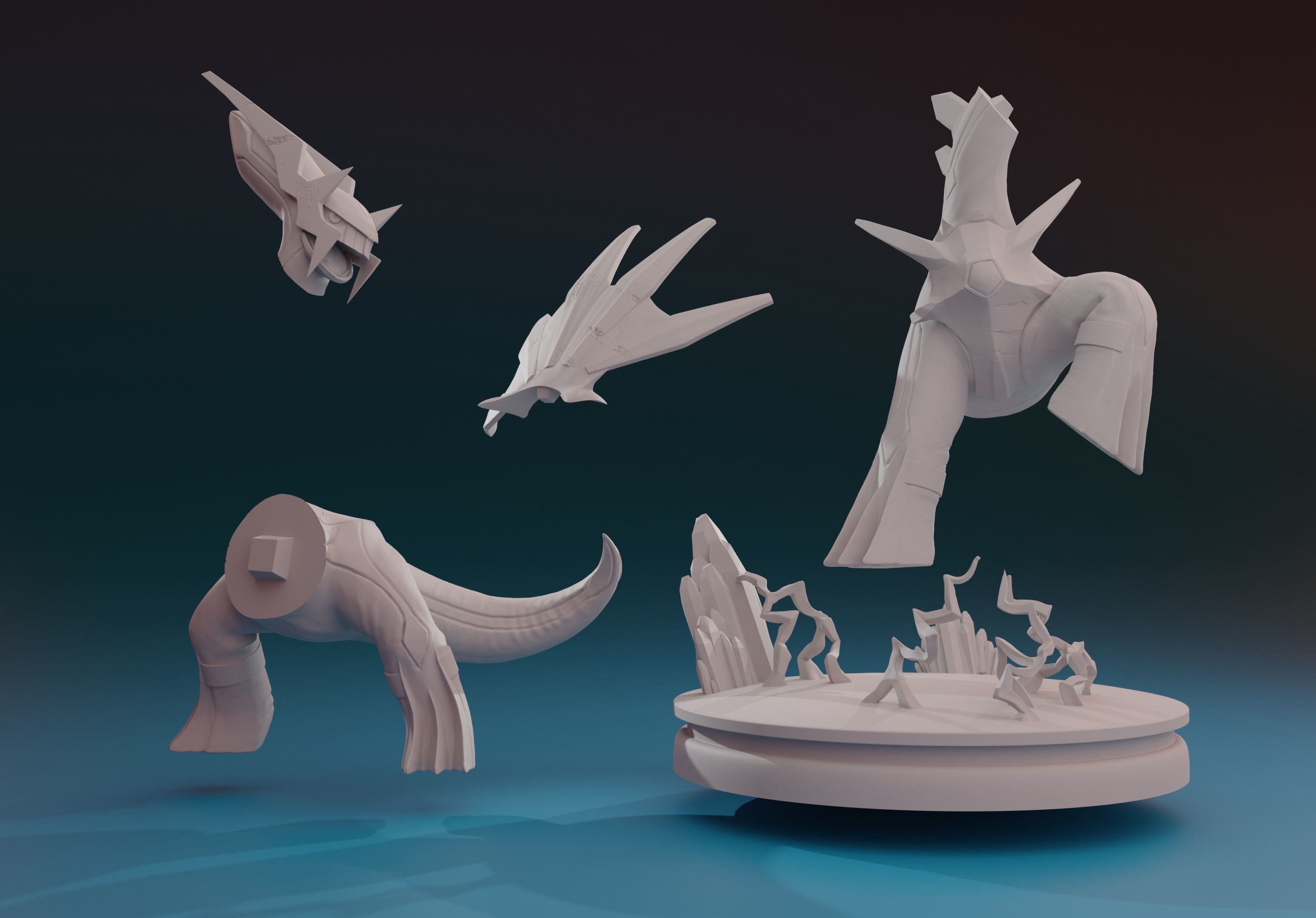 DIALGA - 3D PRINTABLE POKEMON with cuts and as a whole 3D print model_1