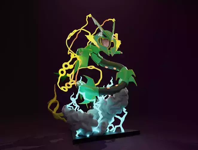 MEGA RAYQUAZA - 3D PRINTABLE POKEMON with cuts and as a whole 3D print model