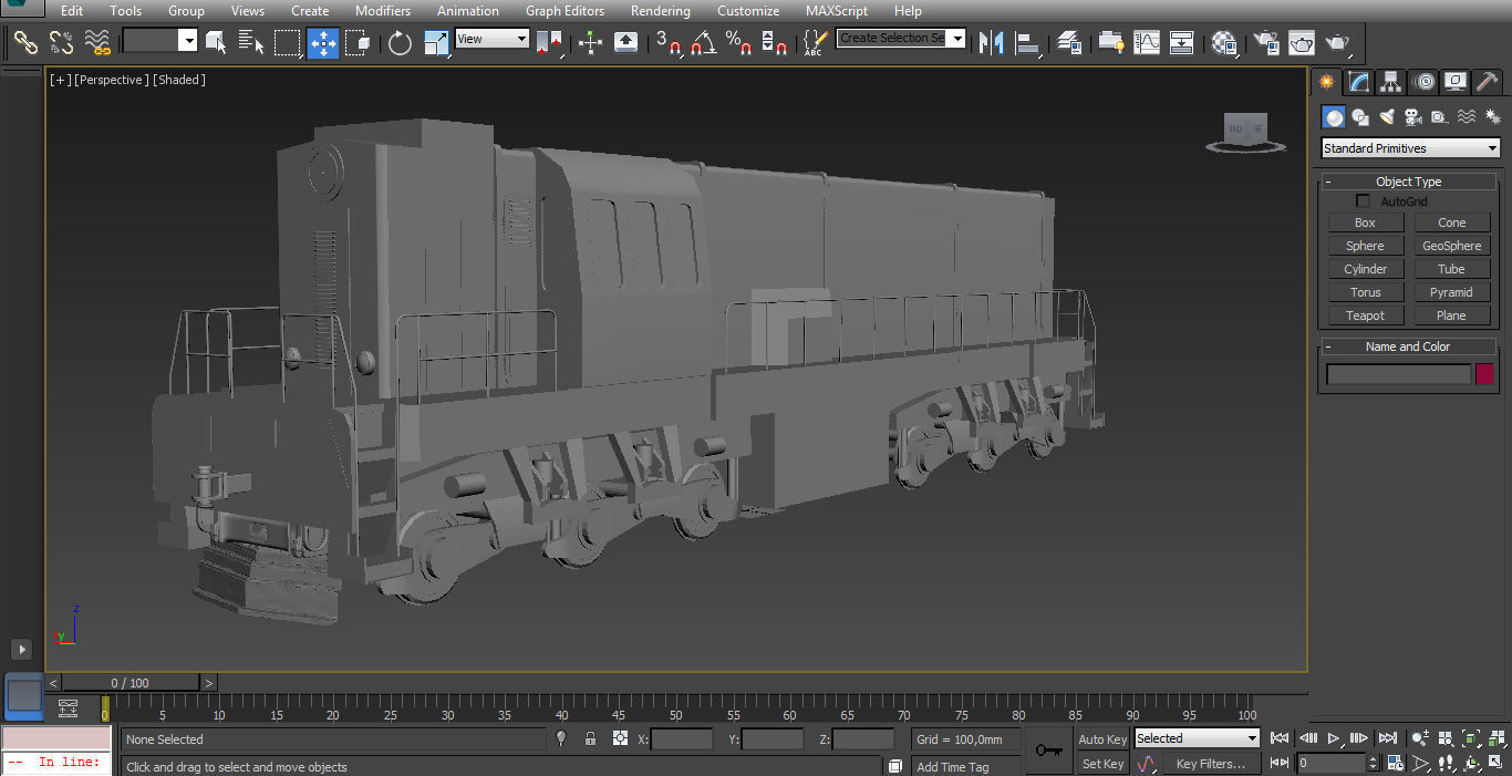 Train engine on tracks 3D model_9
