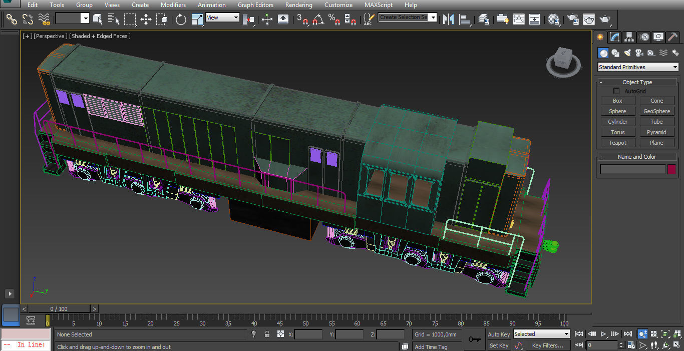 Train engine on tracks 3D model_8