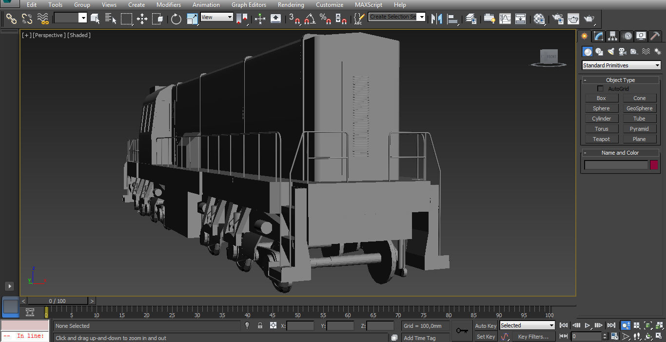 Train engine on tracks 3D model_10