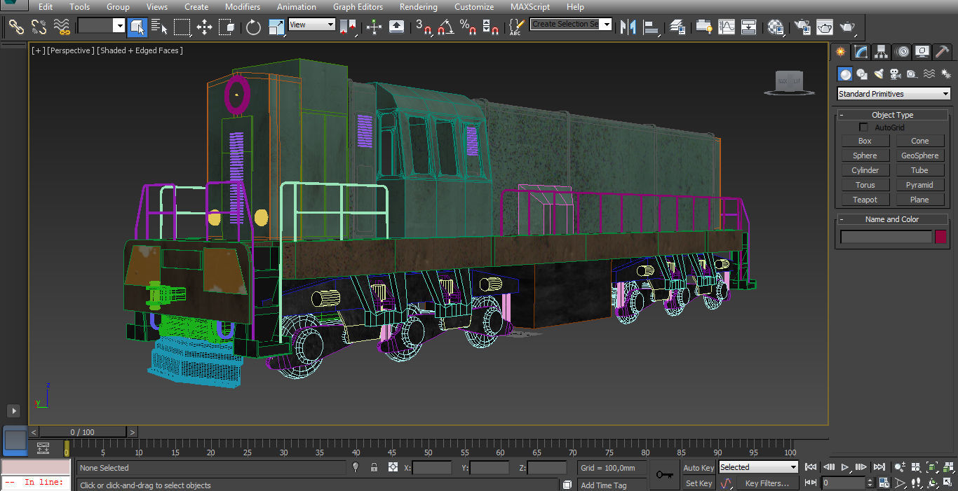 Train engine on tracks 3D model_5