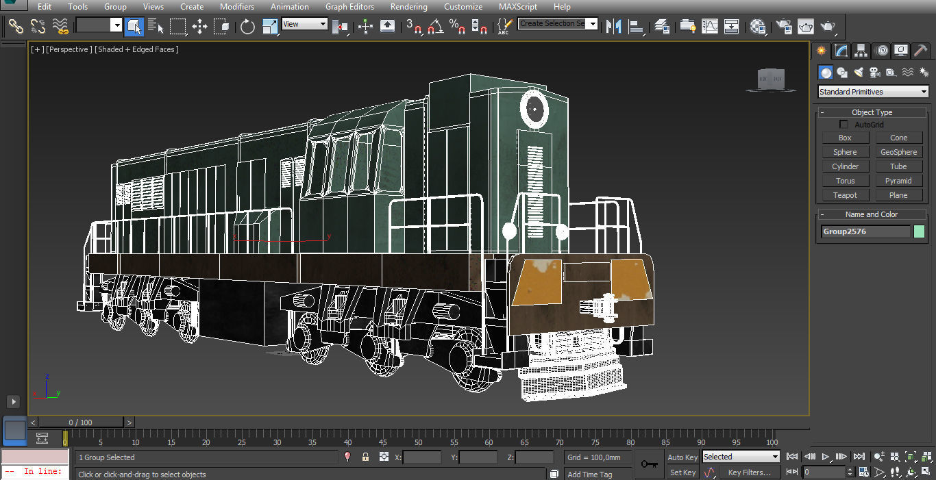 Train engine on tracks 3D model_7