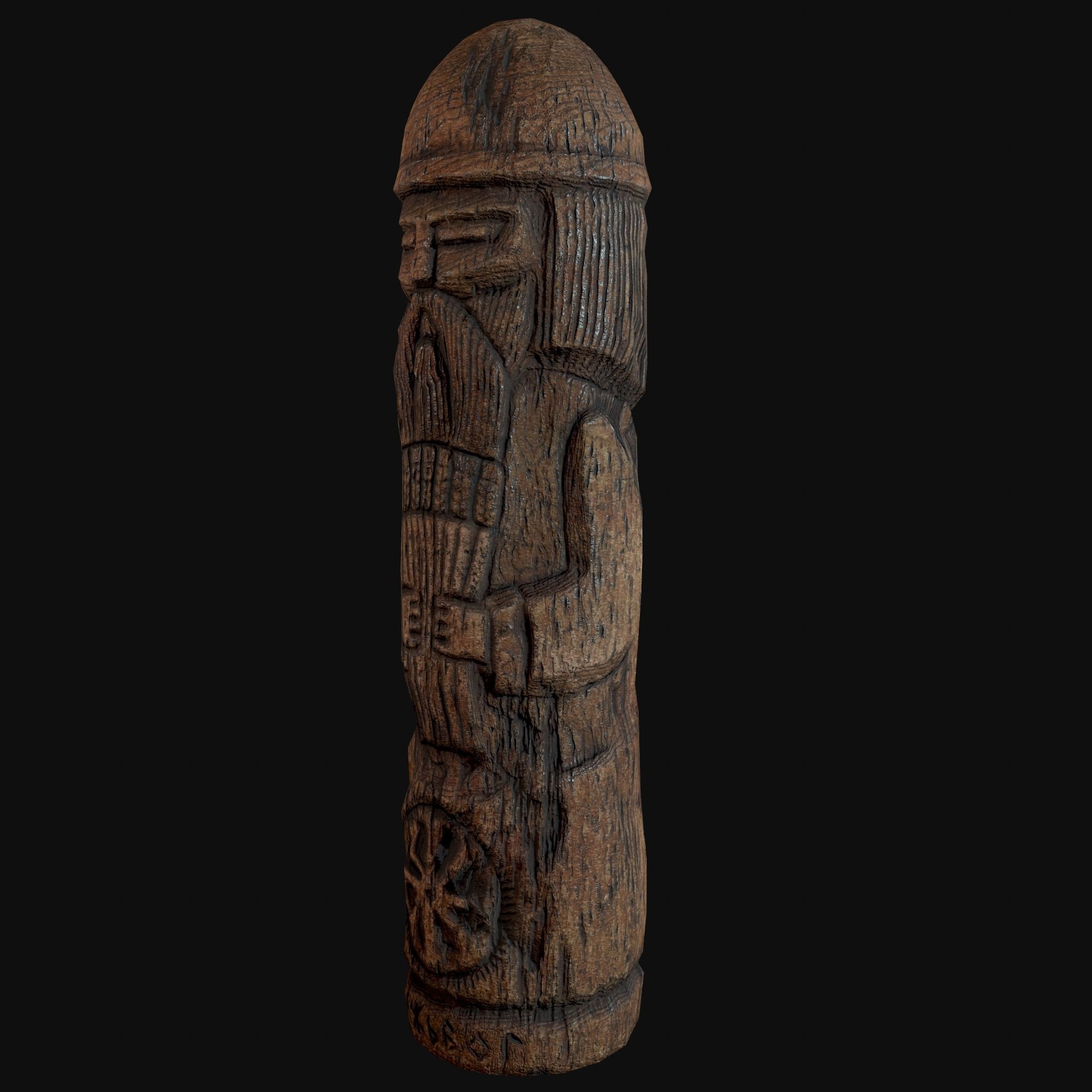 Dazhbog Old Wooden Figure Low-poly 3D model_11