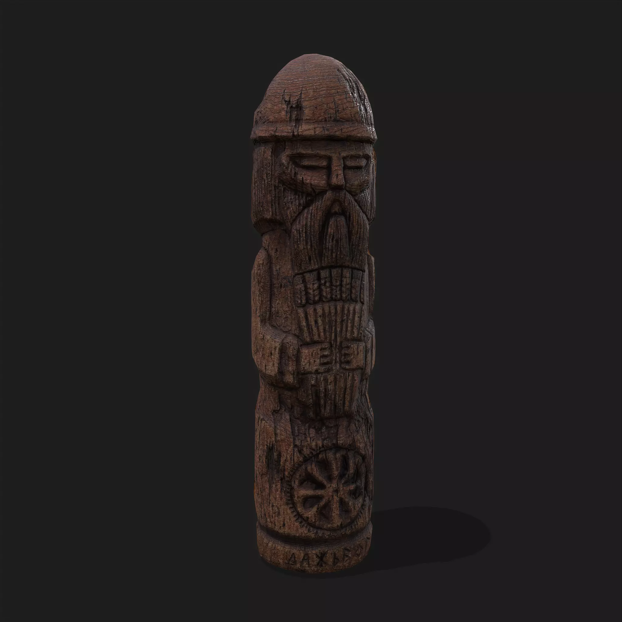 Dazhbog Old Wooden Figure Low-poly 3D model_0