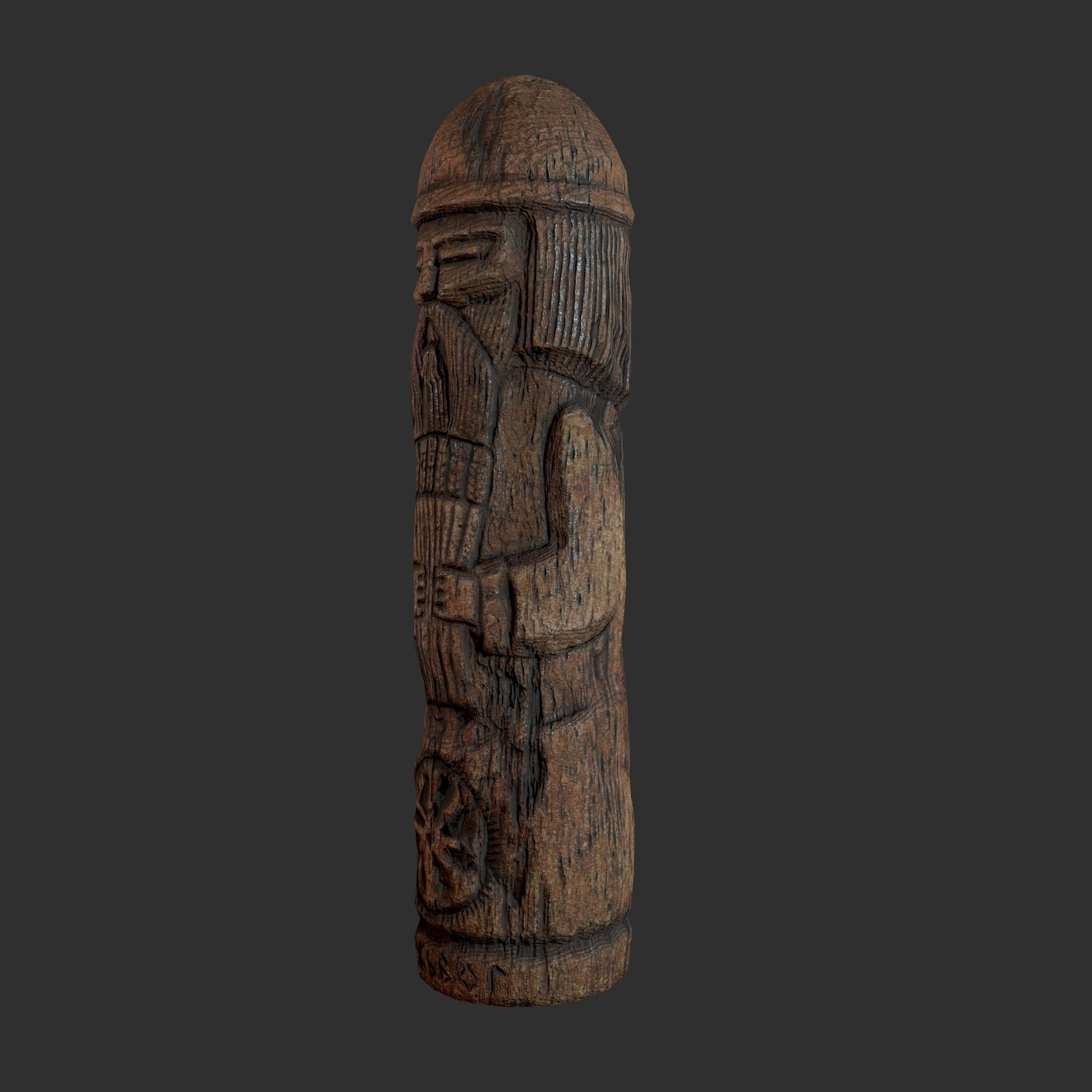 Dazhbog Old Wooden Figure Low-poly 3D model_5