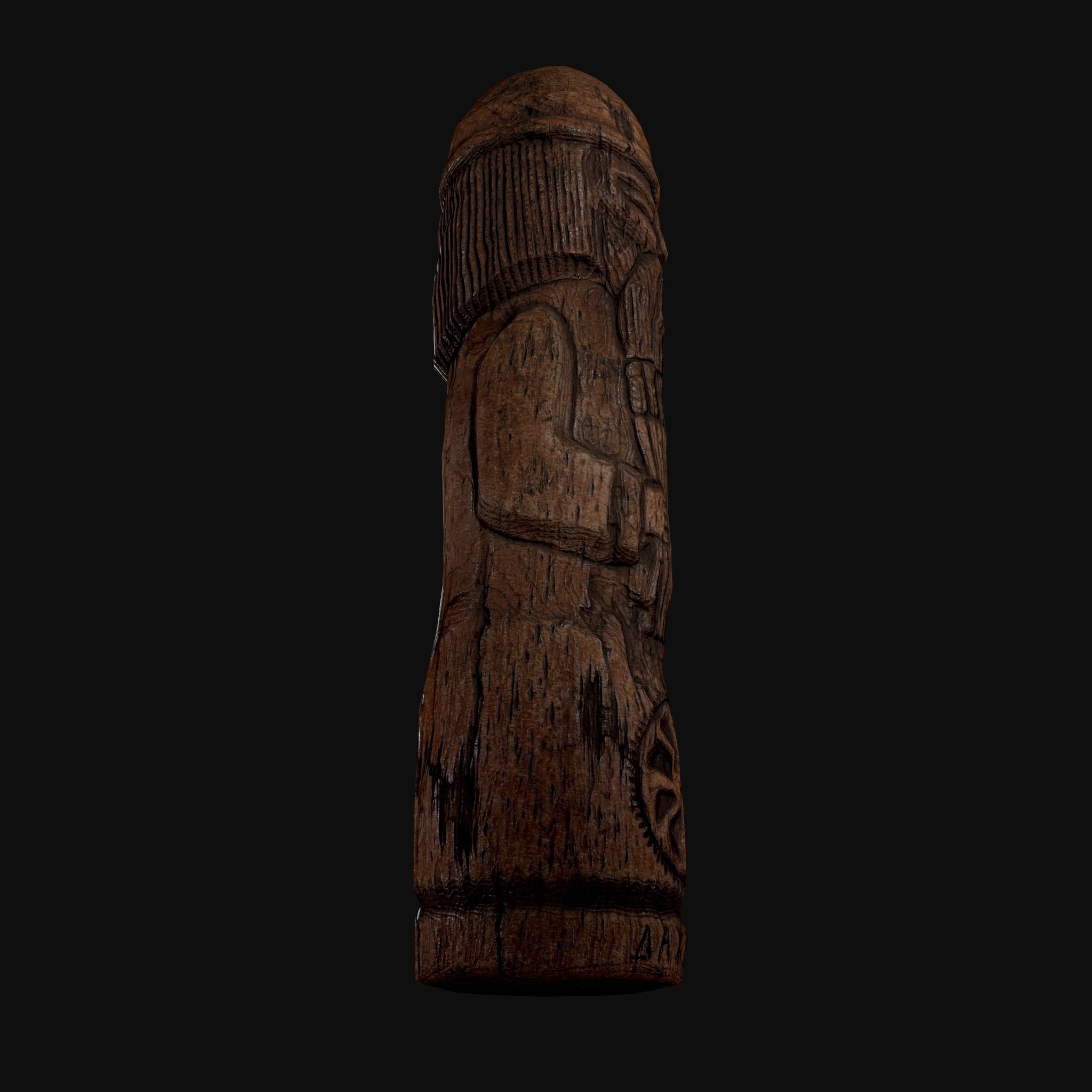 Dazhbog Old Wooden Figure Low-poly 3D model_22