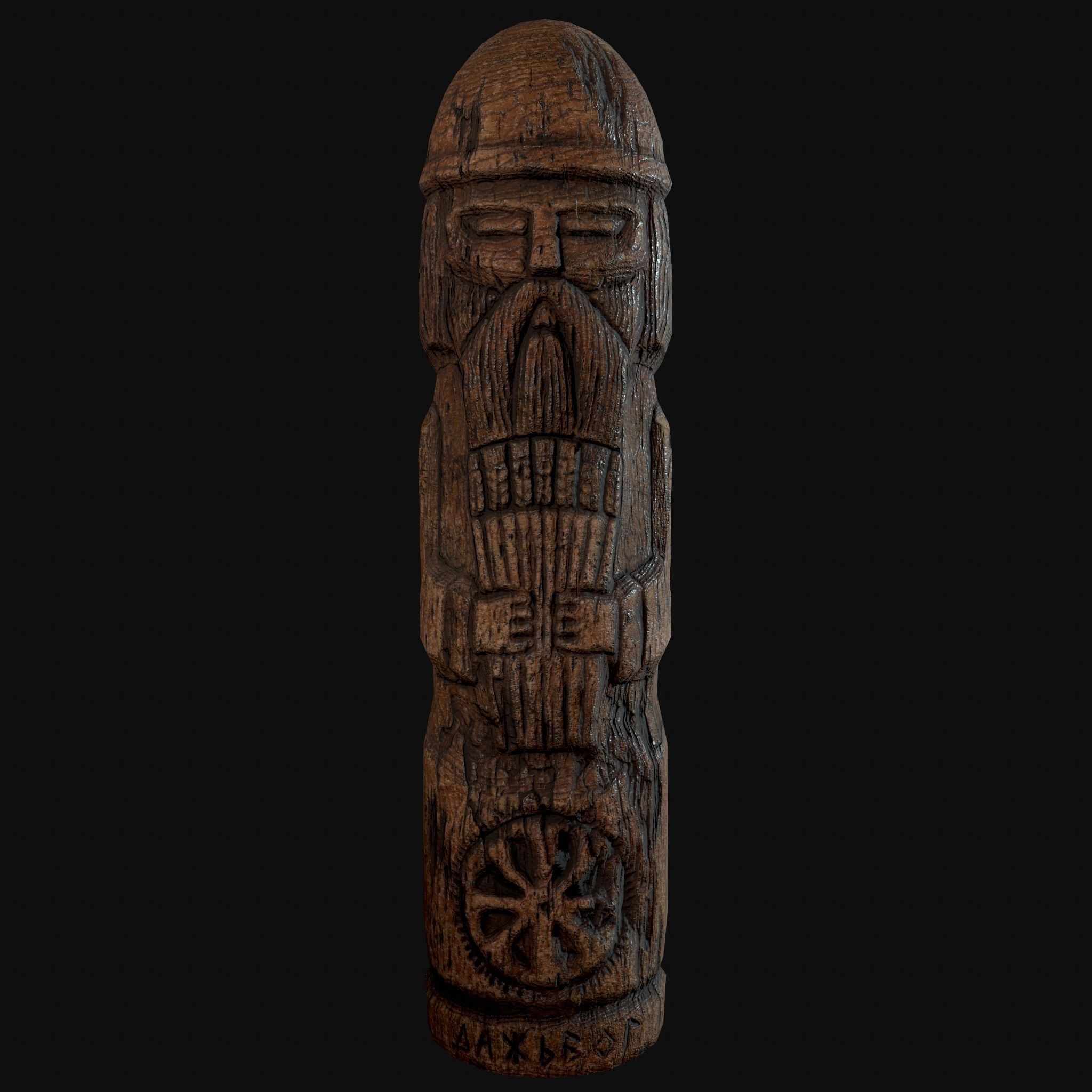 Dazhbog Old Wooden Figure Low-poly 3D model_10