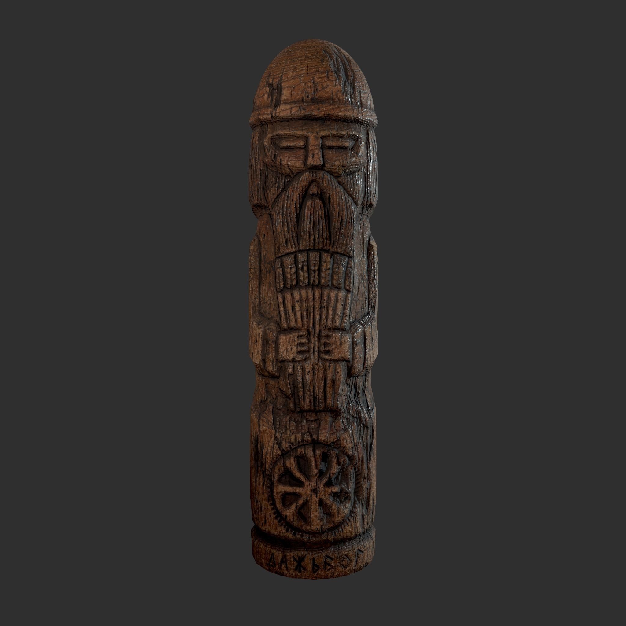 Dazhbog Old Wooden Figure Low-poly 3D model_3